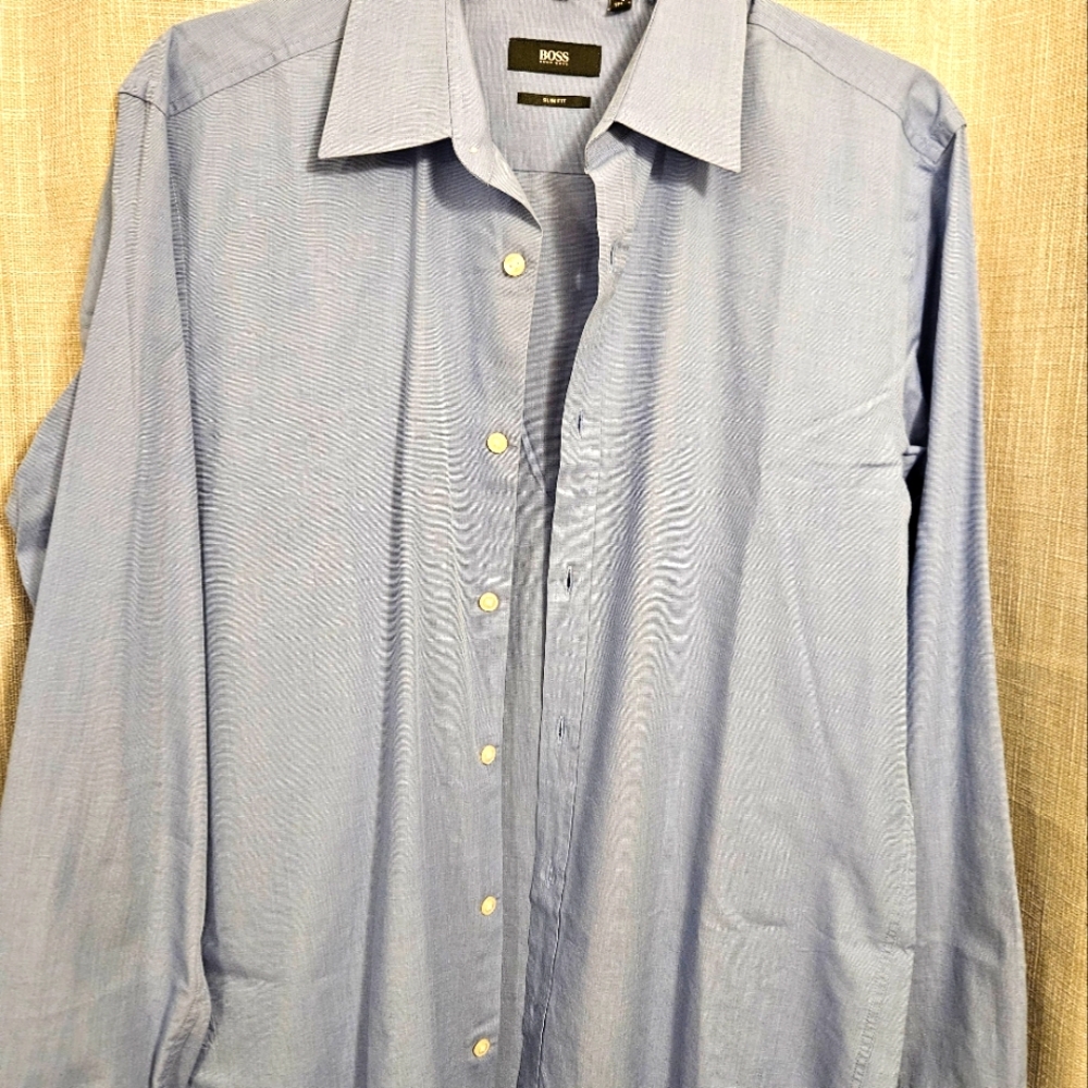 Hugo Boss, 15 1/2 (39) Slim fit, long sleeve shirt, Blue